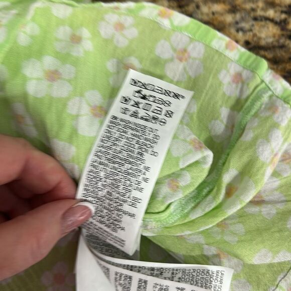 Billabong Girl’s Green Floral Print Mini Sundress With Puff Sleeves Size L - Picture 6 of 9